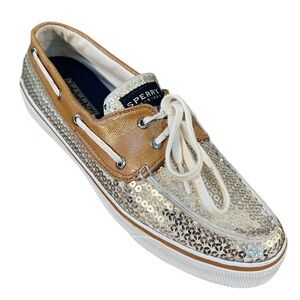 Sperry Top-Sider Women’s Boat Shoes Size 10 Gold Sequin